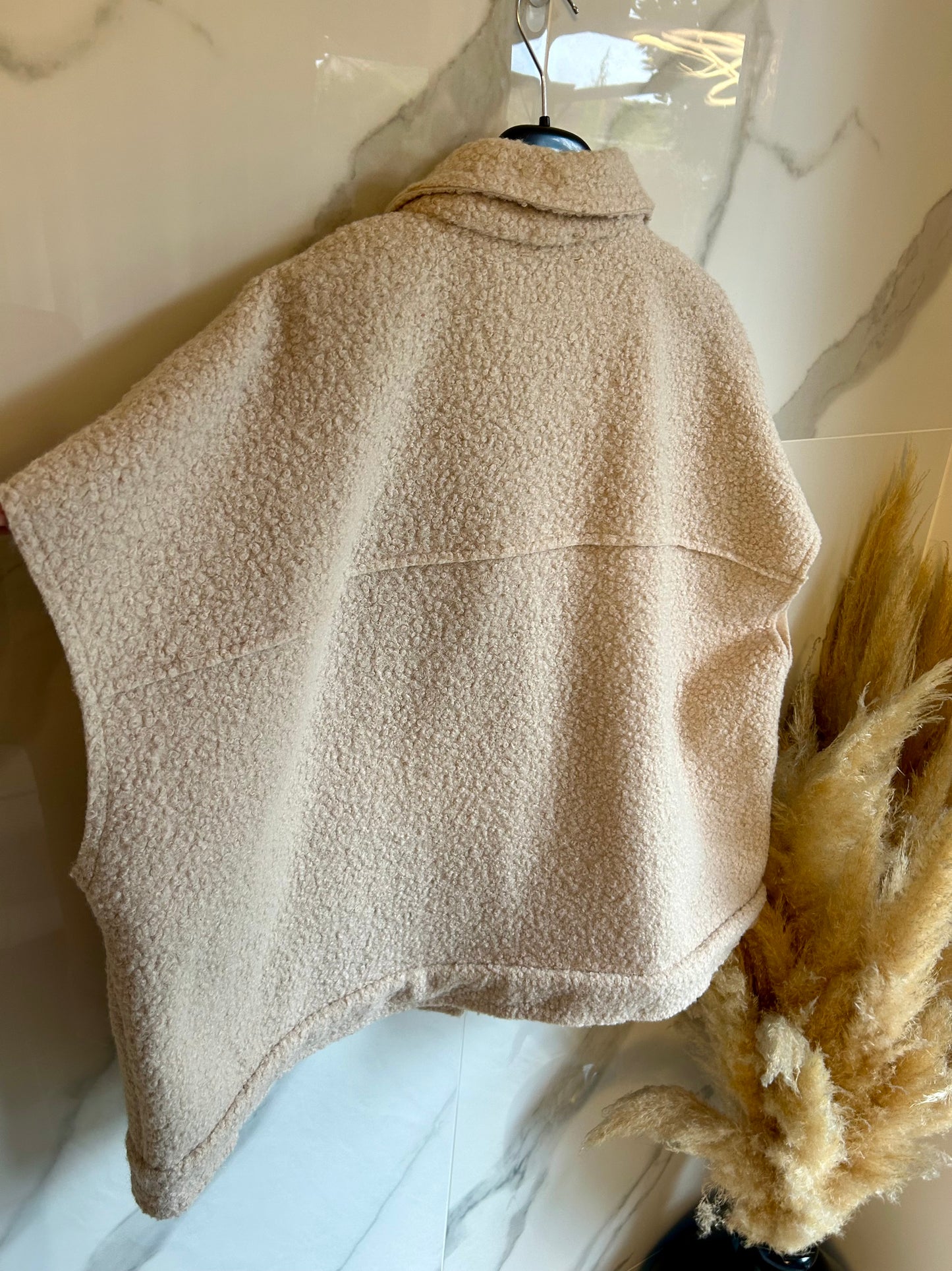 Veste Teddy beige Sans Manches