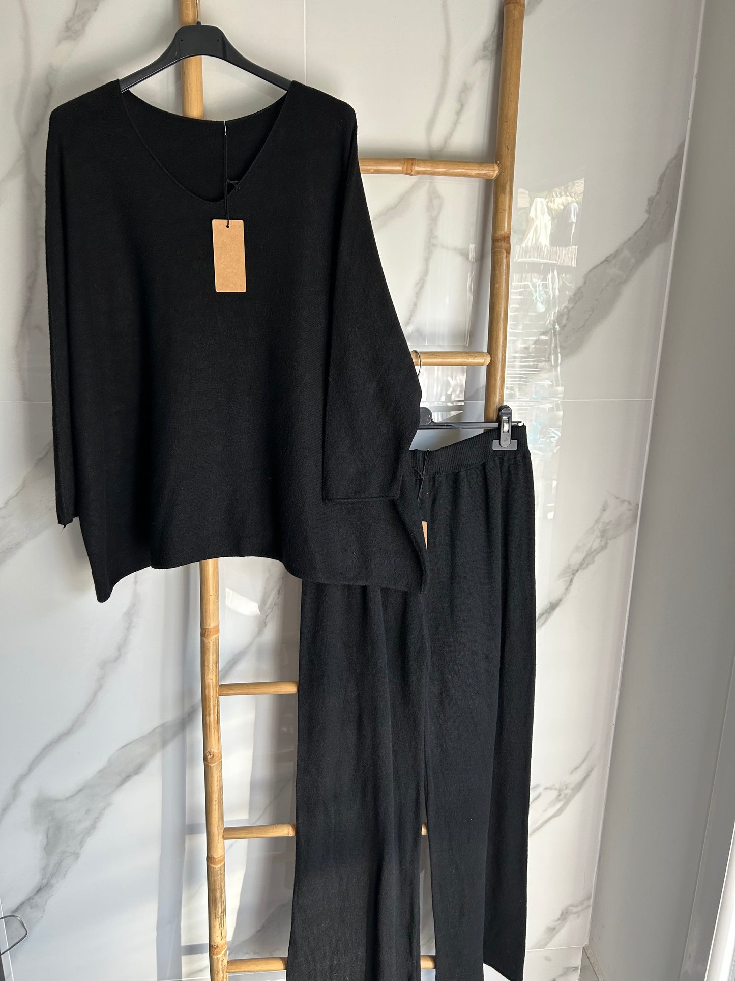 Ensemble pull oversize & pantalon large – Noir