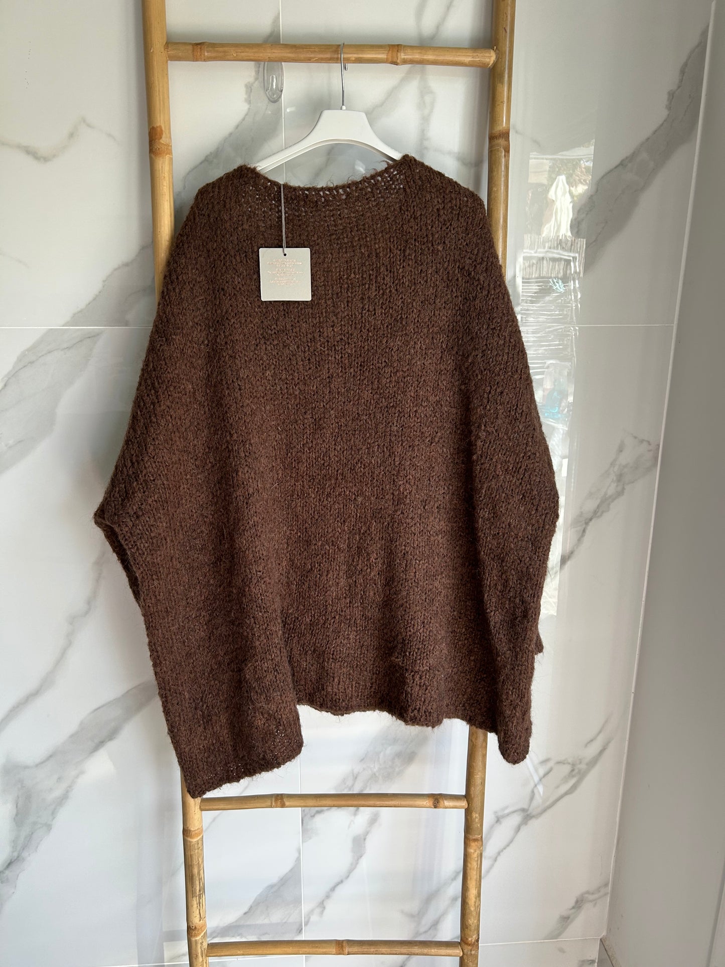Pull oversize Peace & Love – Marron