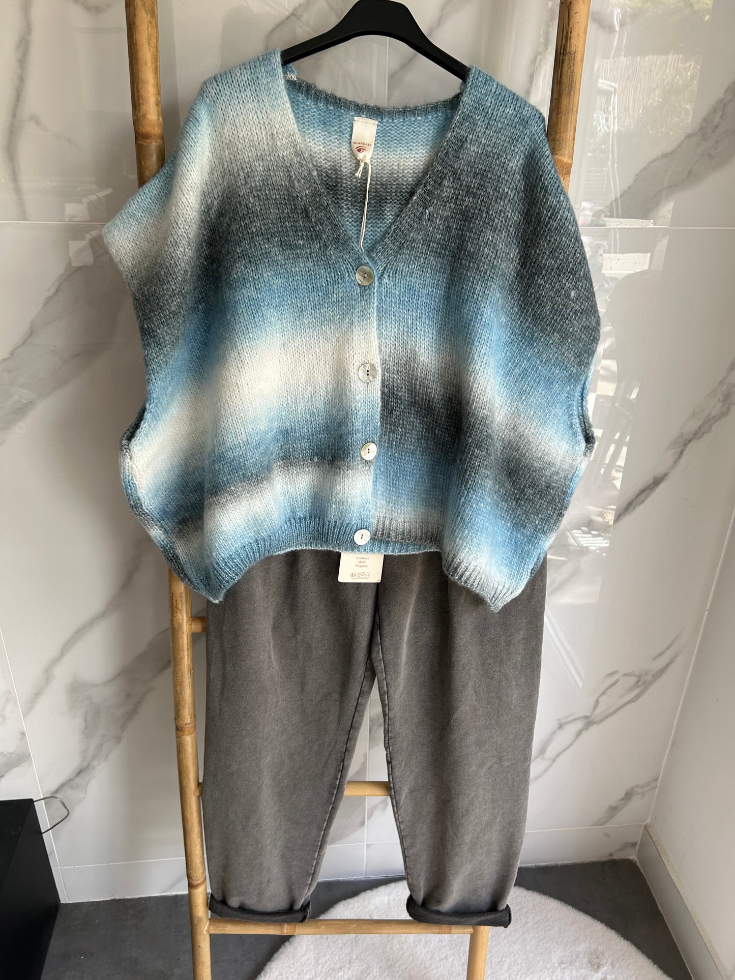 Gilet sans manches bleu&gris