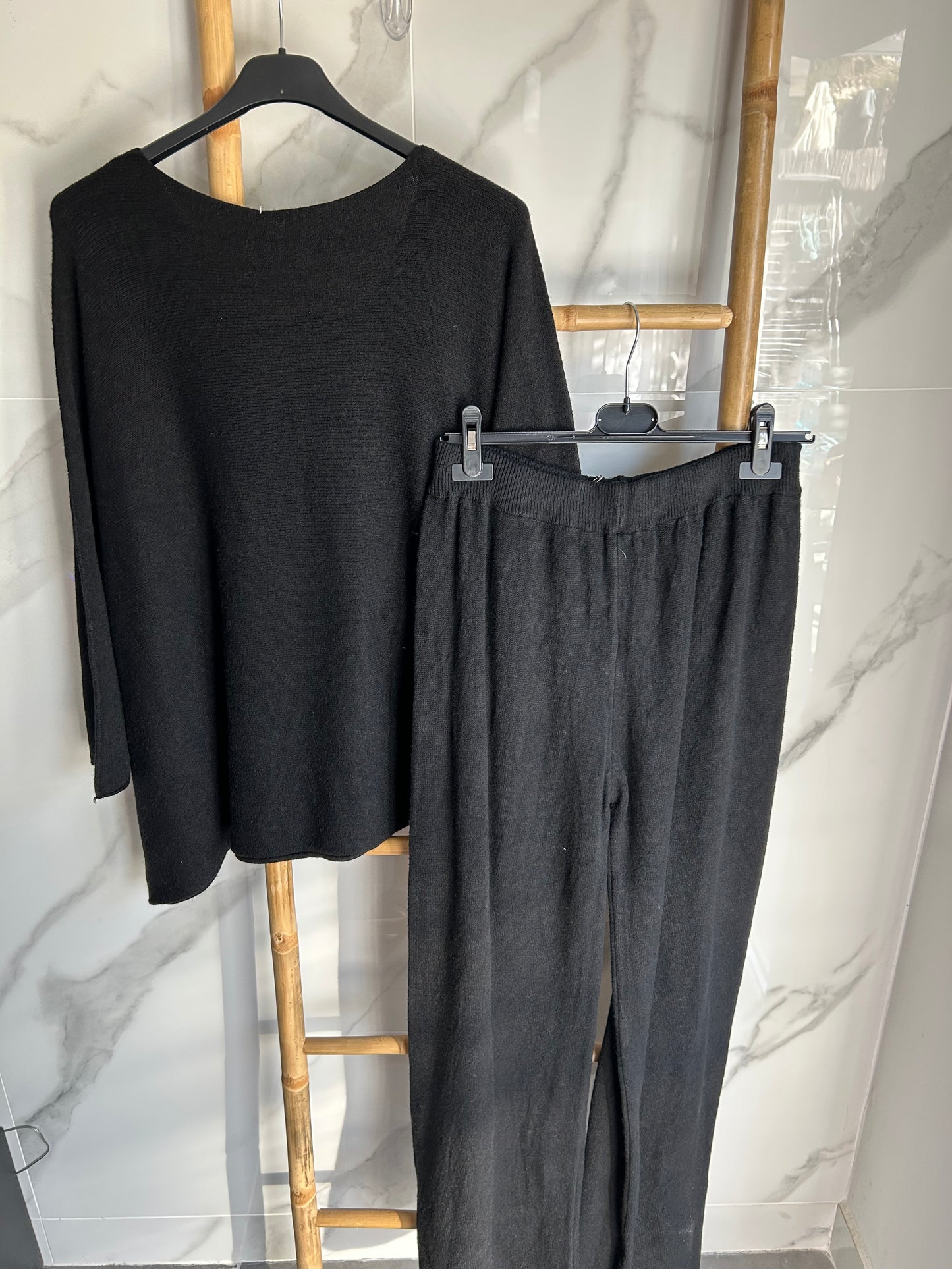 Ensemble pull oversize & pantalon large – Noir