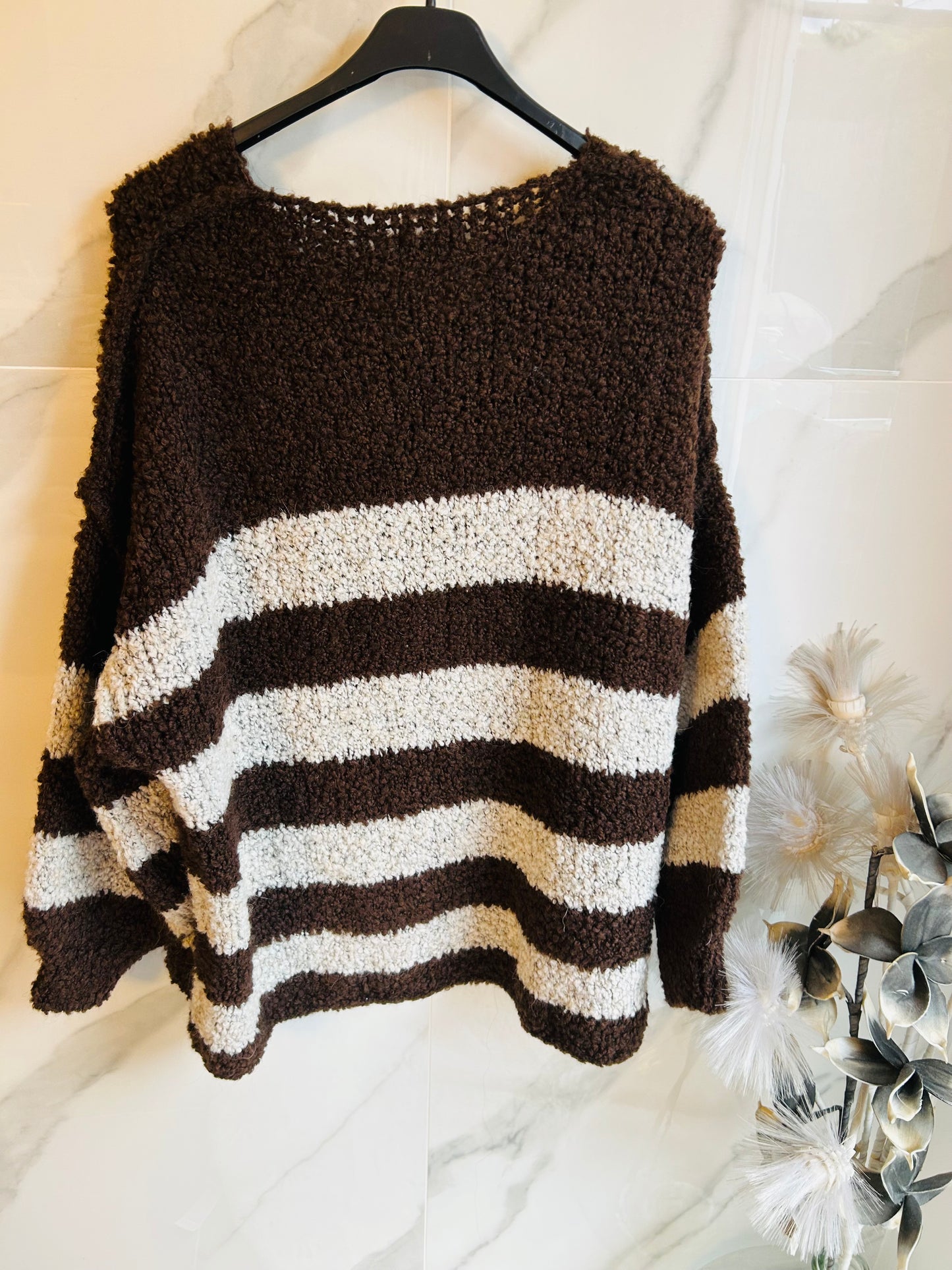 Pull a rayures Marron