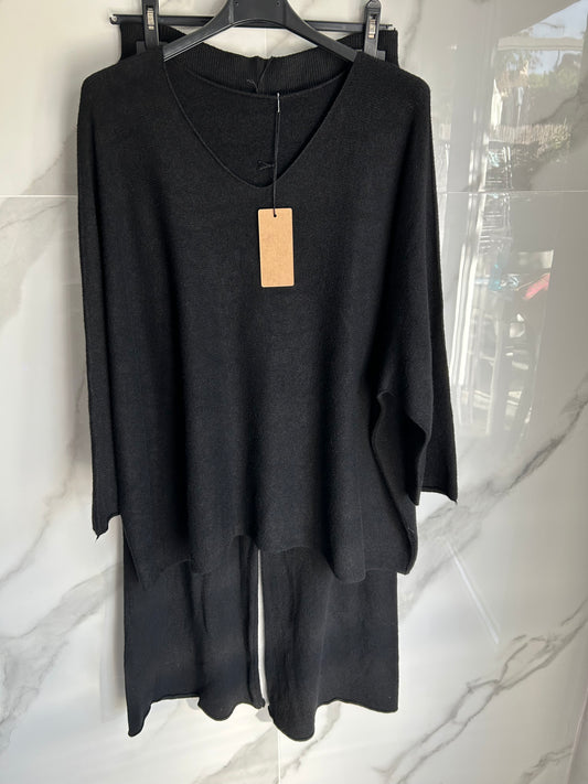 Ensemble pull oversize & pantalon large – Noir