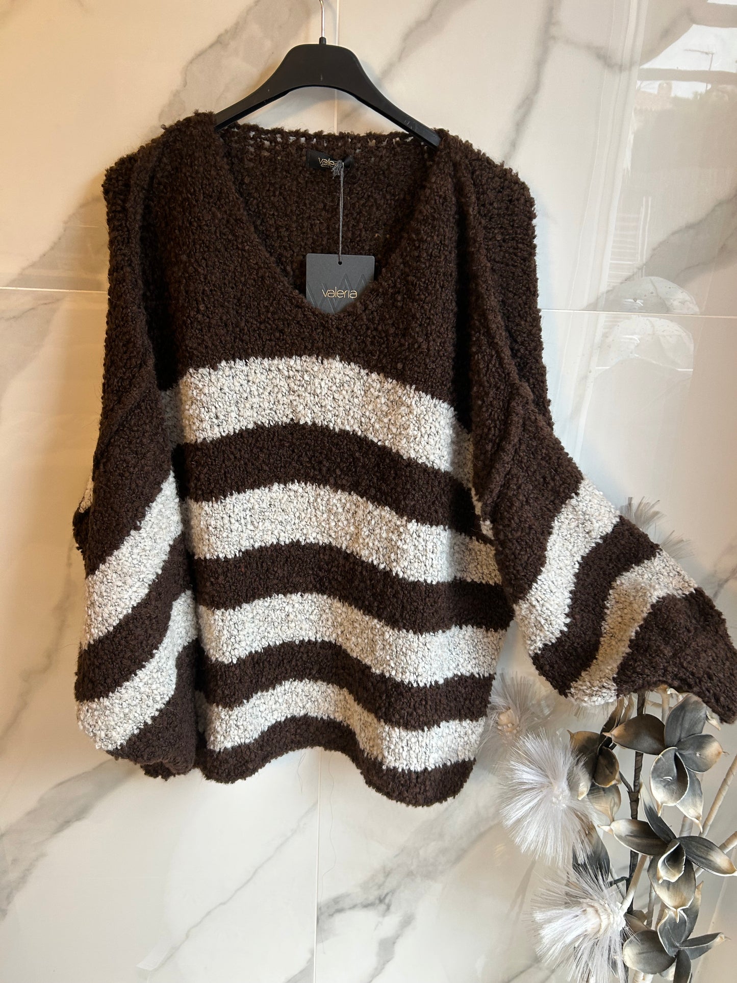 Pull a rayures Marron