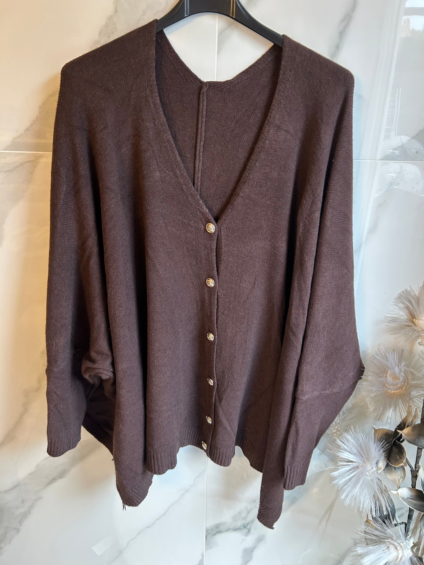 Pull gilet oversize marron chocolat