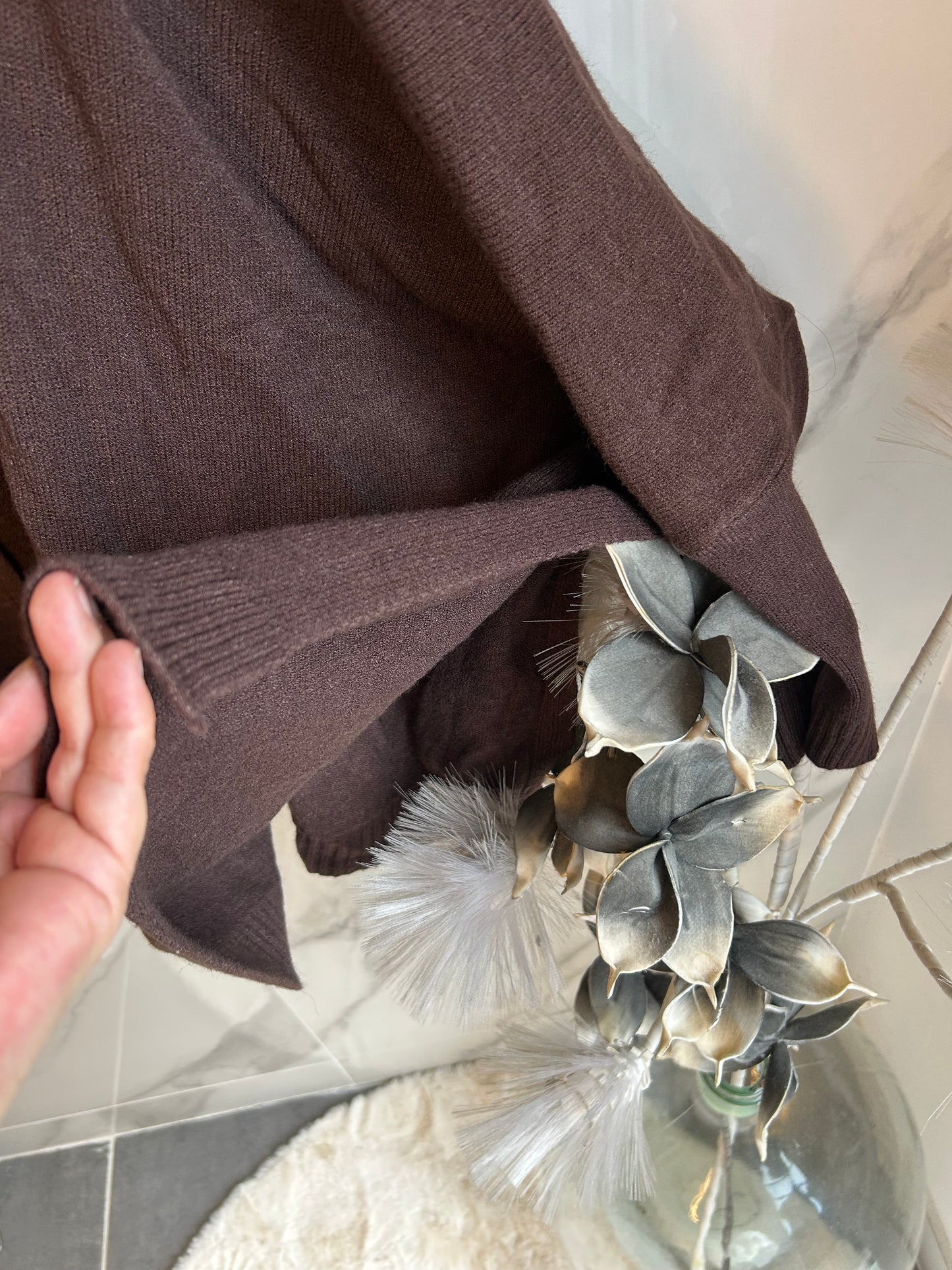 Pull gilet oversize marron chocolat