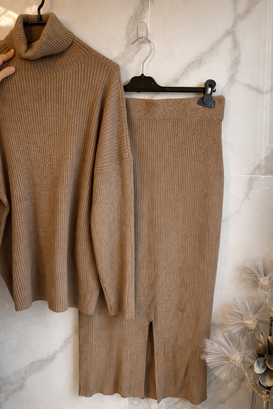 Ensemble maille côtelé