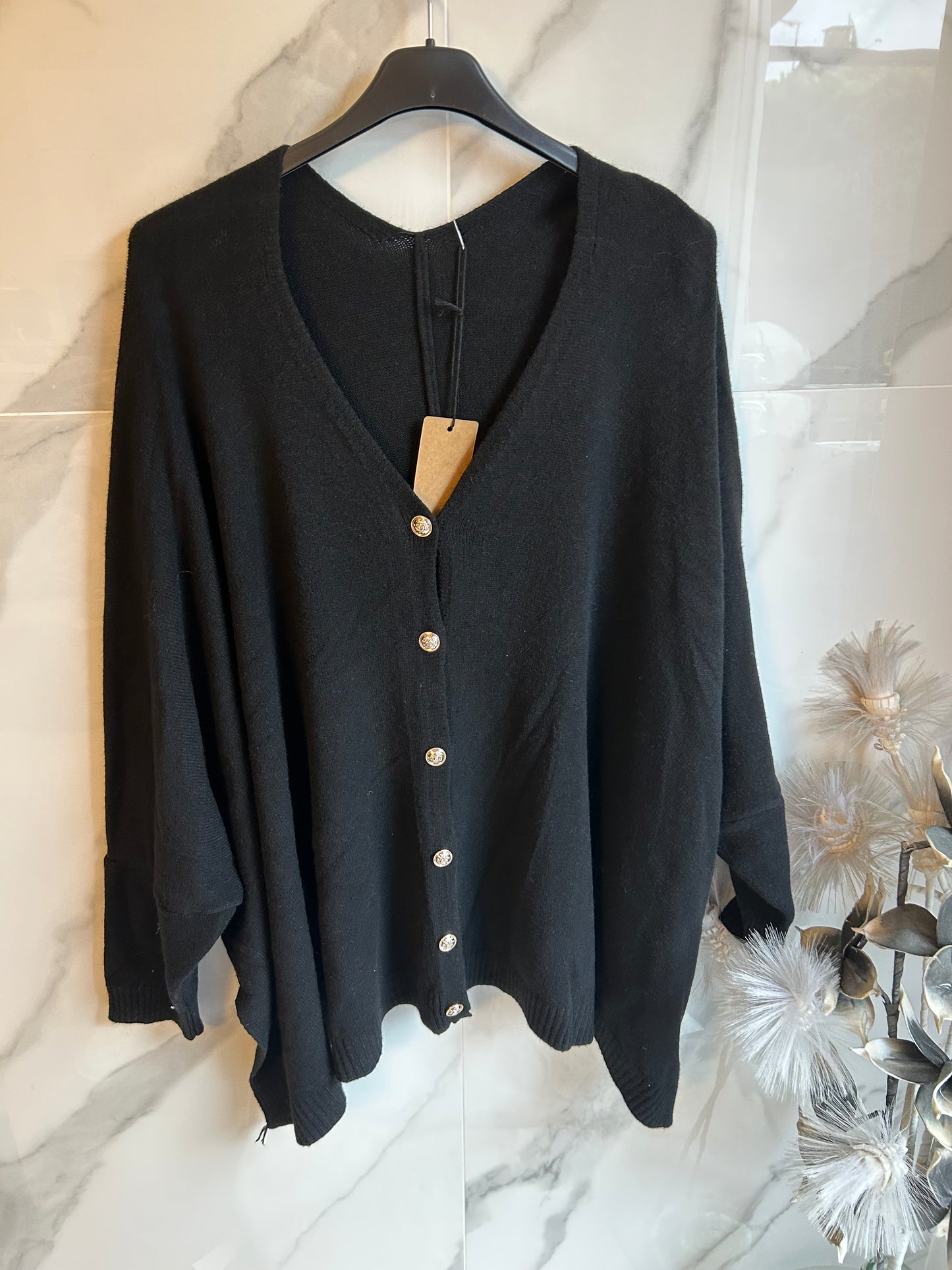 Pull gilet oversize noir