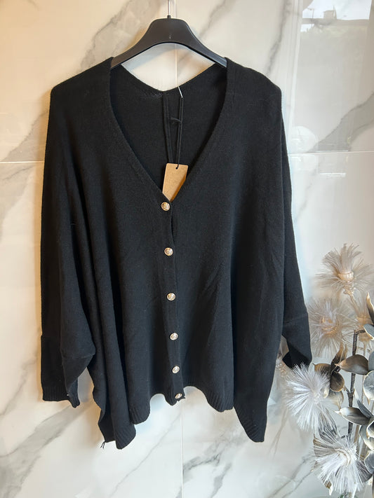 Pull gilet oversize noir