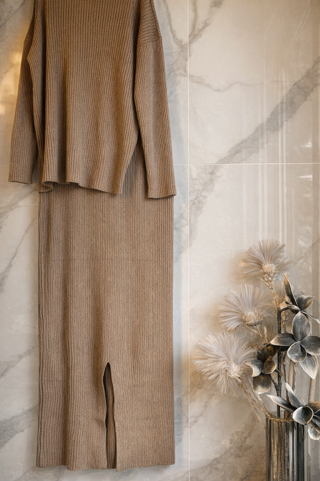 Ensemble maille côtelé